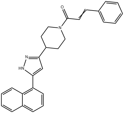 (E)-1-(4-[5-(1-NAPHTHYL)-1H-PYRAZOL-3-YL]PIPERIDINO)-3-PHENYL-2-PROPEN-1-ONE Struktur