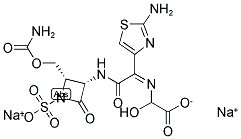 (+)-(Z)-(((1-(2-AMINO-4-THIAZOYL)-2-((2S,3S)-2-(CARBAMOYL-OXYMETHYL)-4-OXO-1-SULFONATE-3-AZETIDINYL)AMINO)-2-OXOETHYLIDENE)AMINO)OXY ACETATE, DISODIUM SALT Struktur