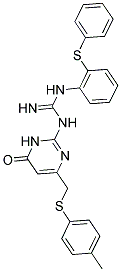 1-(6-OXO-4-(P-TOLYLTHIOMETHYL)-1,6-DIHYDROPYRIMIDIN-2-YL)-3-(2-(PHENYLTHIO)PHENYL)GUANIDINE Struktur