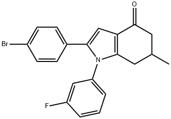 2-(4-BROMOPHENYL)-1-(3-FLUOROPHENYL)-6-METHYL-5,6,7-TRIHYDROINDOL-4-ONE Struktur