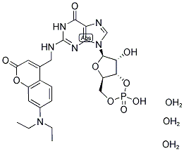 (7-DIETHYLAMINOCOUMARIN-4-YL)METHYL GUANOSINE-3',5'-CYCLIC MONOPHOSPHATE, TRIHYDRATE Struktur