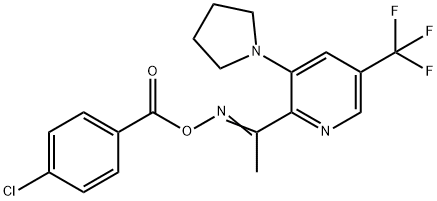 2-([(4-CHLOROBENZOYL)OXY]ETHANIMIDOYL)-3-(1-PYRROLIDINYL)-5-(TRIFLUOROMETHYL)PYRIDINE Struktur