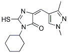 3-CYCLOHEXYL-5-(1,3-DIMETHYL-1H-PYRAZOL-4-YL-METHYLENE)-2-MERCAPTO-3,5-DIHYDRO-IMIDAZOL-4-ONE Struktur