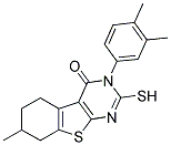 3-(3,4-DIMETHYLPHENYL)-2-MERCAPTO-7-METHYL-5,6,7,8-TETRAHYDRO[1]BENZOTHIENO[2,3-D]PYRIMIDIN-4(3H)-ONE Struktur