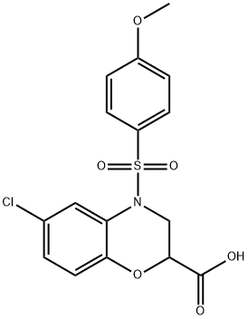 6-CHLORO-4-[(4-METHOXYPHENYL)SULFONYL]-3,4-DIHYDRO-2H-1,4-BENZOXAZINE-2-CARBOXYLIC ACID Struktur