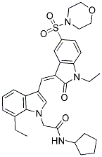 (Z)-N-CYCLOPENTYL-2-(7-ETHYL-3-((1-ETHYL-5-(MORPHOLINOSULFONYL)-2-OXOINDOLIN-3-YLIDENE)METHYL)-1H-INDOL-1-YL)ACETAMIDE Struktur