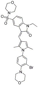 (Z)-3-((1-(3-BROMO-4-MORPHOLINOPHENYL)-2,5-DIMETHYL-1H-PYRROL-3-YL)METHYLENE)-1-ETHYL-5-(MORPHOLINOSULFONYL)INDOLIN-2-ONE Struktur