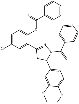 2-(1-BENZOYL-5-(3,4-DIMETHOXYPHENYL)-4,5-DIHYDRO-1H-PYRAZOL-3-YL)-4-CHLOROPHENYL BENZOATE Struktur