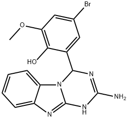 2-(2-AMINO-3,4-DIHYDRO[1,3,5]TRIAZINO[1,2-A]BENZIMIDAZOL-4-YL)-4-BROMO-6-METHOXYPHENOL Struktur