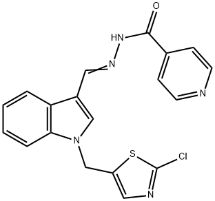 N'-((E)-(1-[(2-CHLORO-1,3-THIAZOL-5-YL)METHYL]-1H-INDOL-3-YL)METHYLIDENE)ISONICOTINOHYDRAZIDE Struktur