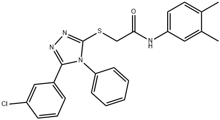 2-([5-(3-CHLOROPHENYL)-4-PHENYL-4H-1,2,4-TRIAZOL-3-YL]SULFANYL)-N-(3,4-DIMETHYLPHENYL)ACETAMIDE Struktur