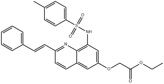 ETHYL 2-(2-[(E)-2-PHENYL-1-ETHENYL]-6-QUINOLYLOXY-8-P-TOLUENESULFONAMIDO)ACETATE Struktur