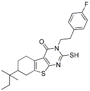 7-(1,1-DIMETHYL-PROPYL)-3-[2-(4-FLUORO-PHENYL)-ETHYL]-2-MERCAPTO-5,6,7,8-TETRAHYDRO-3H-BENZO[4,5]THIENO[2,3-D]PYRIMIDIN-4-ONE Struktur