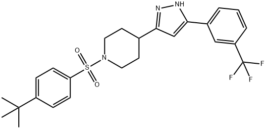 1-([4-(TERT-BUTYL)PHENYL]SULFONYL)-4-(5-[3-(TRIFLUOROMETHYL)PHENYL]-1H-PYRAZOL-3-YL)PIPERIDINE Struktur