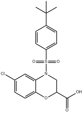 4-([4-(TERT-BUTYL)PHENYL]SULFONYL)-6-CHLORO-3,4-DIHYDRO-2H-1,4-BENZOXAZINE-2-CARBOXYLIC ACID Struktur