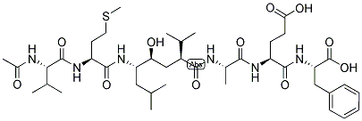 AC-VAL-MET-[(2S,4S,5S)-5-AMINO-4-HYDROXY-2-ISOPROPYL-7-METHYL-OCTANOYL]-ALA-GLU-PHE-OH Struktur