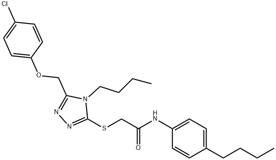 2-((4-BUTYL-5-[(4-CHLOROPHENOXY)METHYL]-4H-1,2,4-TRIAZOL-3-YL)SULFANYL)-N-(4-BUTYLPHENYL)ACETAMIDE Struktur