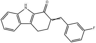 2-[(E)-(3-FLUOROPHENYL)METHYLIDENE]-2,3,4,9-TETRAHYDRO-1H-CARBAZOL-1-ONE Struktur