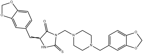 5-(1,3-BENZODIOXOL-5-YLMETHYLENE)-3-([4-(1,3-BENZODIOXOL-5-YLMETHYL)PIPERAZINO]METHYL)-2-THIOXOTETRAHYDRO-4H-IMIDAZOL-4-ONE Struktur