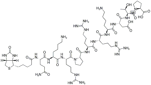 BIOTIN-GLN-LYS-ARG-PRO-ARG-ARG-LYS-ASP-THR-PRO-OH Struktur