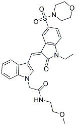 (Z)-2-(3-((1-ETHYL-5-(MORPHOLINOSULFONYL)-2-OXOINDOLIN-3-YLIDENE)METHYL)-1H-INDOL-1-YL)-N-(2-METHOXYETHYL)ACETAMIDE Struktur