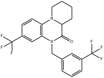 3-(TRIFLUOROMETHYL)-5-[3-(TRIFLUOROMETHYL)BENZYL]-7,8,9,10-TETRAHYDRO-5H-PYRIDO[1,2-A]QUINOXALIN-6(6AH)-ONE Struktur