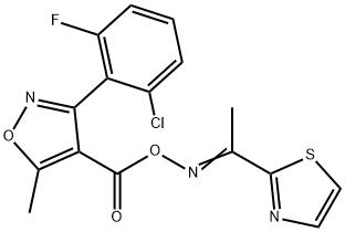 3-(2-CHLORO-6-FLUOROPHENYL)-5-METHYL-4-[(([(E)-1-(1,3-THIAZOL-2-YL)ETHYLIDENE]AMINO)OXY)CARBONYL]ISOXAZOLE Struktur