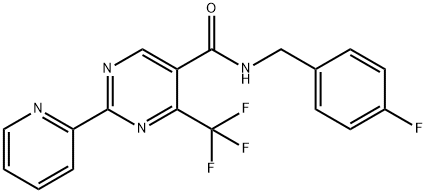 N-(4-FLUOROBENZYL)-2-(2-PYRIDINYL)-4-(TRIFLUOROMETHYL)-5-PYRIMIDINECARBOXAMIDE Struktur