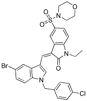 (Z)-3-((5-BROMO-1-(4-CHLOROBENZYL)-1H-INDOL-3-YL)METHYLENE)-1-ETHYL-5-(MORPHOLINOSULFONYL)INDOLIN-2-ONE Struktur