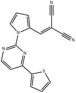 2-((1-[4-(2-THIENYL)-2-PYRIMIDINYL]-1H-PYRROL-2-YL)METHYLENE)MALONONITRILE Struktur