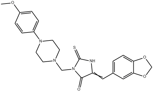 5-(1,3-BENZODIOXOL-5-YLMETHYLENE)-3-([4-(4-METHOXYPHENYL)PIPERAZINO]METHYL)-2-THIOXOTETRAHYDRO-4H-IMIDAZOL-4-ONE Struktur