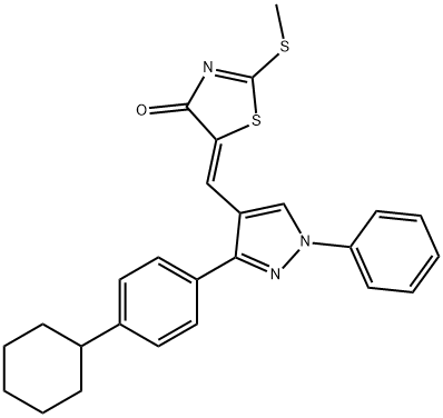 5-((Z)-[3-(4-CYCLOHEXYLPHENYL)-1-PHENYL-1H-PYRAZOL-4-YL]METHYLIDENE)-2-(METHYLSULFANYL)-1,3-THIAZOL-4-ONE Struktur