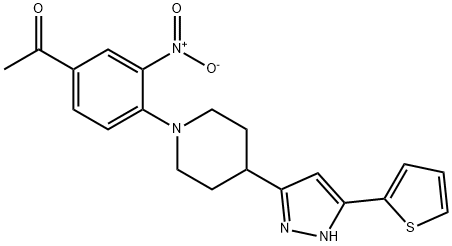 1-(3-NITRO-4-(4-[5-(2-THIENYL)-1H-PYRAZOL-3-YL]PIPERIDINO)PHENYL)-1-ETHANONE Struktur