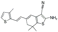 2-AMINO-7,7-DIMETHYL-5-[2-(3-METHYL-THIOPHEN-2-YL)-VINYL]-6,7-DIHYDRO-BENZO[B]THIOPHENE-3-CARBONITRILE Struktur