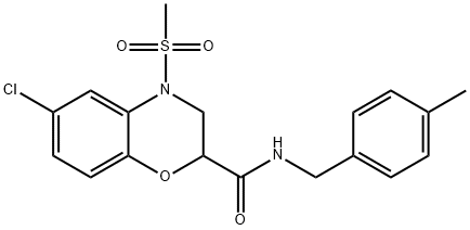 6-CHLORO-N-(4-METHYLBENZYL)-4-(METHYLSULFONYL)-3,4-DIHYDRO-2H-1,4-BENZOXAZINE-2-CARBOXAMIDE Struktur