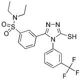 N,N-DIETHYL-3-[5-MERCAPTO-4-(3-TRIFLUOROMETHYL-PHENYL)-4H-[1,2,4]TRIAZOL-3-YL]-BENZENESULFONAMIDE Struktur