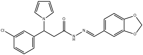 N'-[(E)-1,3-BENZODIOXOL-5-YLMETHYLIDENE]-3-(3-CHLOROPHENYL)-3-(1H-PYRROL-1-YL)PROPANOHYDRAZIDE Struktur