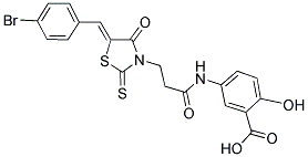 5-((3-[(5Z)-5-(4-BROMOBENZYLIDENE)-4-OXO-2-THIOXO-1,3-THIAZOLIDIN-3-YL]PROPANOYL)AMINO)-2-HYDROXYBENZOIC ACID Struktur