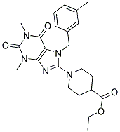 ETHYL 1-(1,3-DIMETHYL-7-(3-METHYLBENZYL)-2,6-DIOXO-2,3,6,7-TETRAHYDRO-1H-PURIN-8-YL)PIPERIDINE-4-CARBOXYLATE Struktur