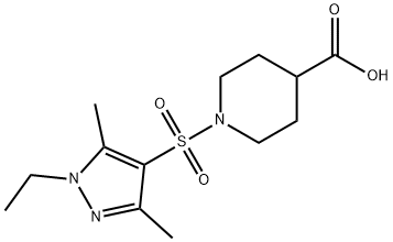 1-(1-ETHYL-3,5-DIMETHYL-1 H-PYRAZOLE-4-SULFONYL)-PIPERIDINE-4-CARBOXYLIC ACID Struktur