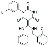 5-{(Z)-ANILINO[(2-CHLOROBENZYL)AMINO]METHYLIDENE}-1-(3-CHLOROPHENYL)-2,4,6(1H,3H)-PYRIMIDINETRIONE Struktur