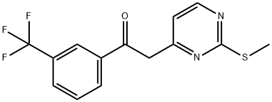 2-[2-(METHYLSULFANYL)-4-PYRIMIDINYL]-1-[3-(TRIFLUOROMETHYL)PHENYL]-1-ETHANONE Struktur