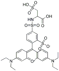 2-(4-(9-(3,6-BIS(DIETHYLAMINO))XANTHYLIUM)-3-SULFO-1-PHENYLSULFON-AMIDO)-3-SULFOPROPIONIC ACID Struktur