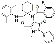 N-(1,5-DIMETHYL-3-OXO-2-PHENYL-2,3-DIHYDRO-1H-PYRAZOL-4-YL)-N-(1-(2,6-DIMETHYLPHENYLCARBAMOYL)CYCLOHEXYL)-2-FLUOROBENZAMIDE Struktur