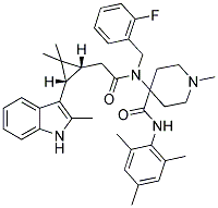 4-(2-((1R,3S)-2,2-DIMETHYL-3-(2-METHYL-1H-INDOL-3-YL)CYCLOPROPYL)-N-(2-FLUOROBENZYL)ACETAMIDO)-N-MESITYL-1-METHYLPIPERIDINE-4-CARBOXAMIDE Struktur