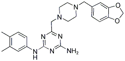 6-((4-(BENZO[D][1,3]DIOXOL-5-YLMETHYL)PIPERAZIN-1-YL)METHYL)-N2-(3,4-DIMETHYLPHENYL)-1,3,5-TRIAZINE-2,4-DIAMINE Struktur