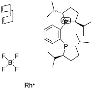 (-)-1,2-BIS((2S,5S)-2,5-DI-I-PROPYLPHOSPHOLANO)BENZENE(1,5-CYCLOOCTADIENE)RHODIUM (I) TETRAFLUOROBORATE Struktur