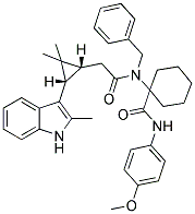 1-(N-BENZYL-2-((1R,3S)-2,2-DIMETHYL-3-(2-METHYL-1H-INDOL-3-YL)CYCLOPROPYL)ACETAMIDO)-N-(4-METHOXYPHENYL)CYCLOHEXANECARBOXAMIDE Struktur