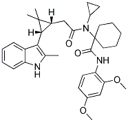 1-(N-CYCLOPROPYL-2-((1R,3S)-2,2-DIMETHYL-3-(2-METHYL-1H-INDOL-3-YL)CYCLOPROPYL)ACETAMIDO)-N-(2,4-DIMETHOXYPHENYL)CYCLOHEXANECARBOXAMIDE Struktur