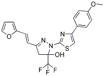 3-[(E)-2-(2-FURYL)VINYL]-1-[4-(4-METHOXYPHENYL)-1,3-THIAZOL-2-YL]-5-(TRIFLUOROMETHYL)-4,5-DIHYDRO-1H-PYRAZOL-5-OL Struktur